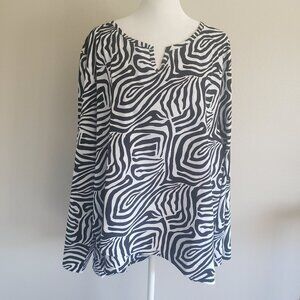 Coolibar Santa Barbara Tunic Coverup Black White Plus 3X UPF 50+ Protection
